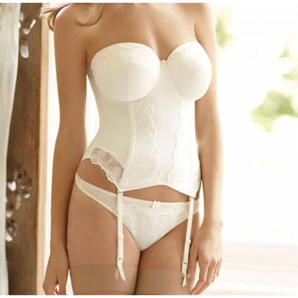 NWT Panache Superbra by Evie Bridal Basque Ivory 6117 Underwire Bustier Bra - Picture 1 of 6